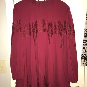 Burgundy lace detail dress